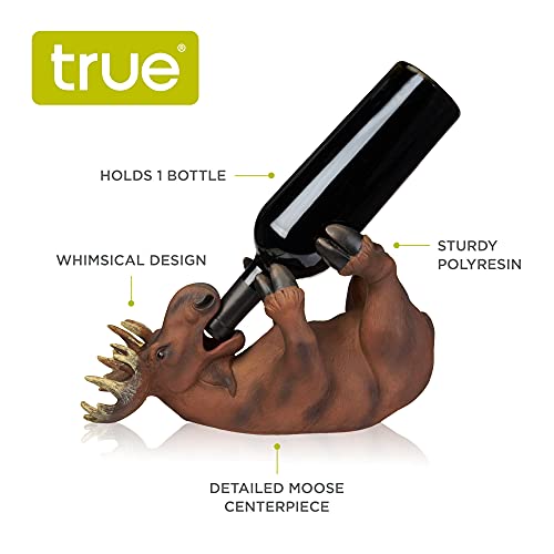 True Mischievous Moose Polyresin Wine Bottle Holder - Tabletop Wine Storage Rack, Gifts for Wine Lovers, Brown, Holds 1 Standard Wine Bottle - Image 2