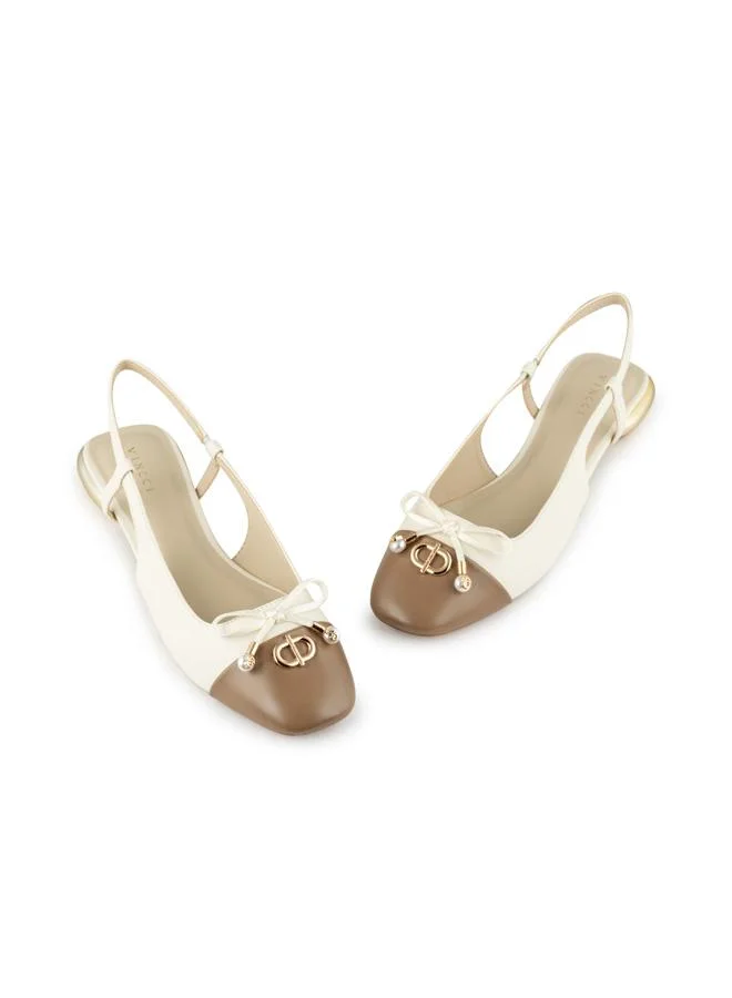 Vincci Beige Women Square-toe Low Heel Sandals for Women | Best Price UAE