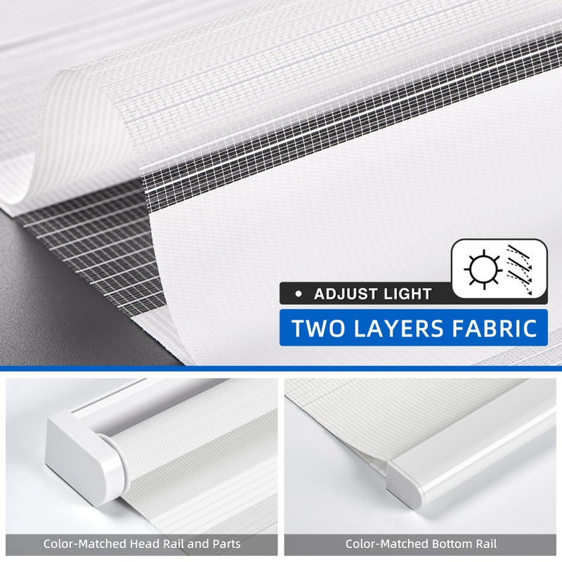 LazBlinds Cordless French Door Blinds, No Drill Roll Up Zebra Blinds, Light Control Day and Night Sheer Shades for Front Patio Sidelight Glass, 35.8'' W x 78'' L, White - Image 4