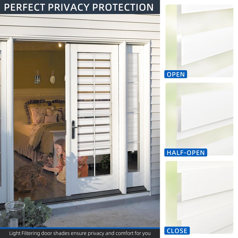 LazBlinds Cordless French Door Blinds, No Drill Roll Up Zebra Blinds, Light Control Day and Night Sheer Shades for Front Patio Sidelight Glass, 35.8'' W x 78'' L, White - Image 5