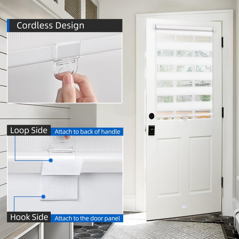 LazBlinds Cordless French Door Blinds, No Drill Roll Up Zebra Blinds, Light Control Day and Night Sheer Shades for Front Patio Sidelight Glass, 35.8'' W x 78'' L, White - Image 3