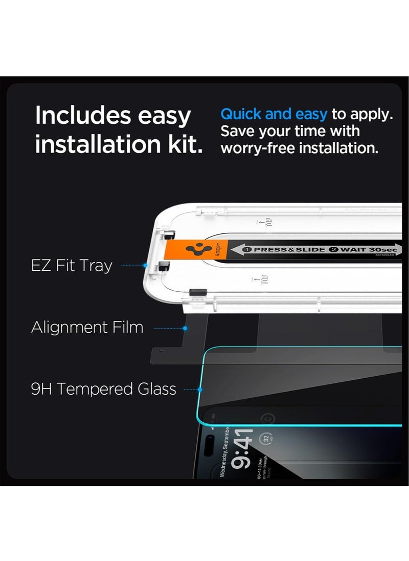 Glastr Ez Fit HD [Privacy] for iPhone 15 Pro MAX Privacy Tempered Glass Screen Protector with Auto Align Technology - 1 Pack