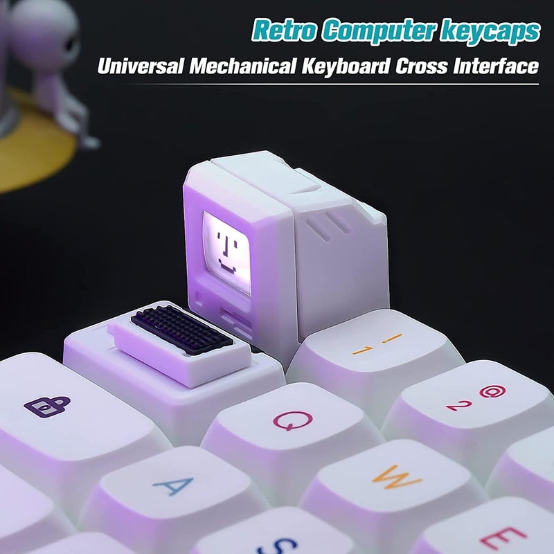ELECDON Custom Keycaps for Esc Key and Tab Key, Magnetic Light Transmission Keycaps, Classic Retro Mechanical Backlit Keyboard Esc Tab Keycap for GK61 GK64 SK87 GH60 PC Gamer ect Most Keyboard (White) - Image 2