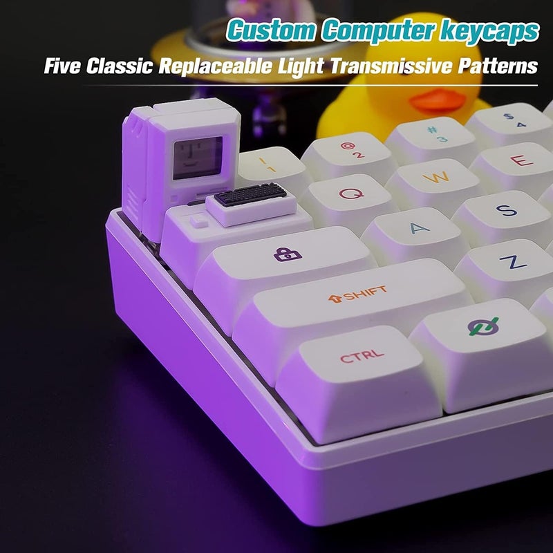 ELECDON Custom Keycaps for Esc Key and Tab Key, Magnetic Light Transmission Keycaps, Classic Retro Mechanical Backlit Keyboard Esc Tab Keycap for GK61 GK64 SK87 GH60 PC Gamer ect Most Keyboard (White) - Image 5
