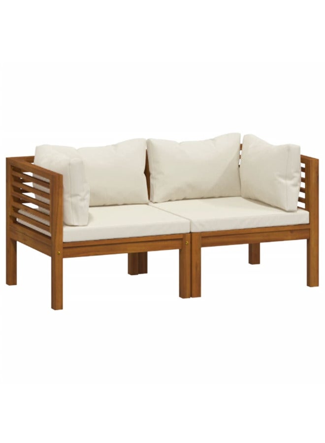 vidaxl 2-Seater Garden Sofa with Cream Cushion Solid Acacia Wood 3086931 - Image 1