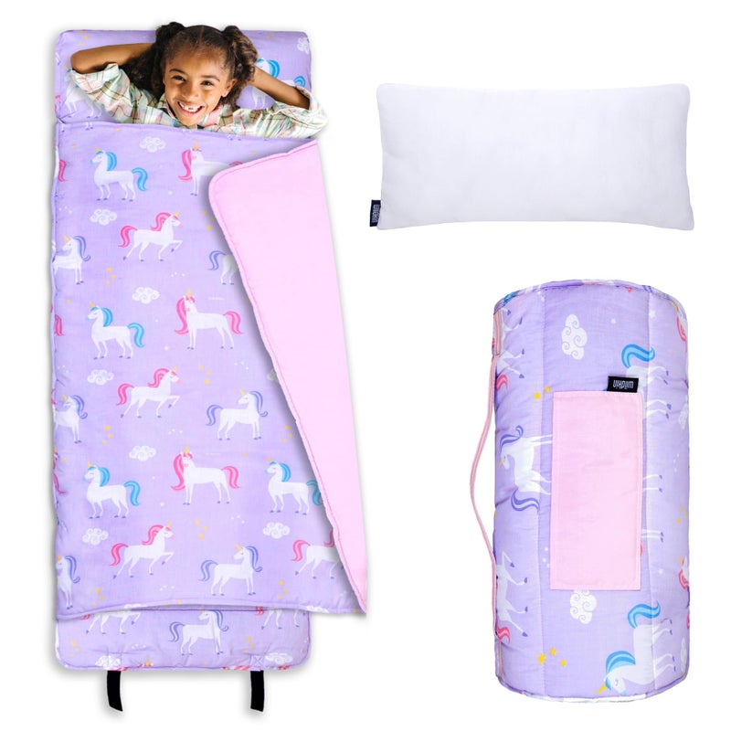 Wildkin Kids Original Nap Mat Cozy Kids Sleep Mat with Pillow Ideal for School Travel Unicorn - Image 2