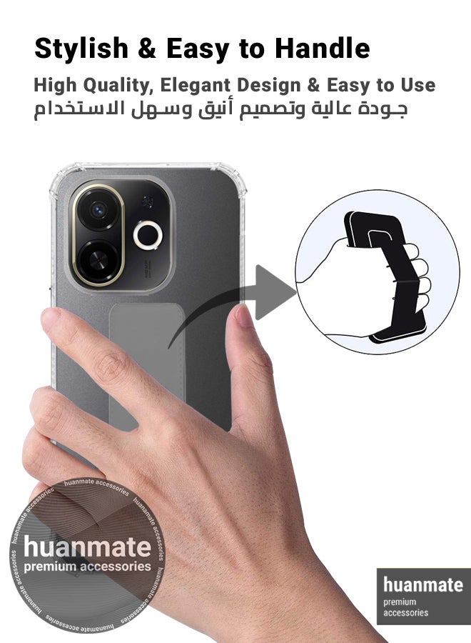 هووانميت حافظة لهاتف تكنو سبارك 30 سي 5جي، حافظة مغناطيسية ممتازة مع حامل مقبض يدوي ومسند - غطاء أنيق وعملي لقبضة معززة وراحة مطلقة وتجربة مشاهدة بدون استخدام اليدين - شفاف/أرمادي - Image 3