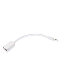 NIBEMINENT Practical 3.5mm Male AUX Audio Jack To USB 2.0 Type A Female OTG Converter Adapter Cable White 