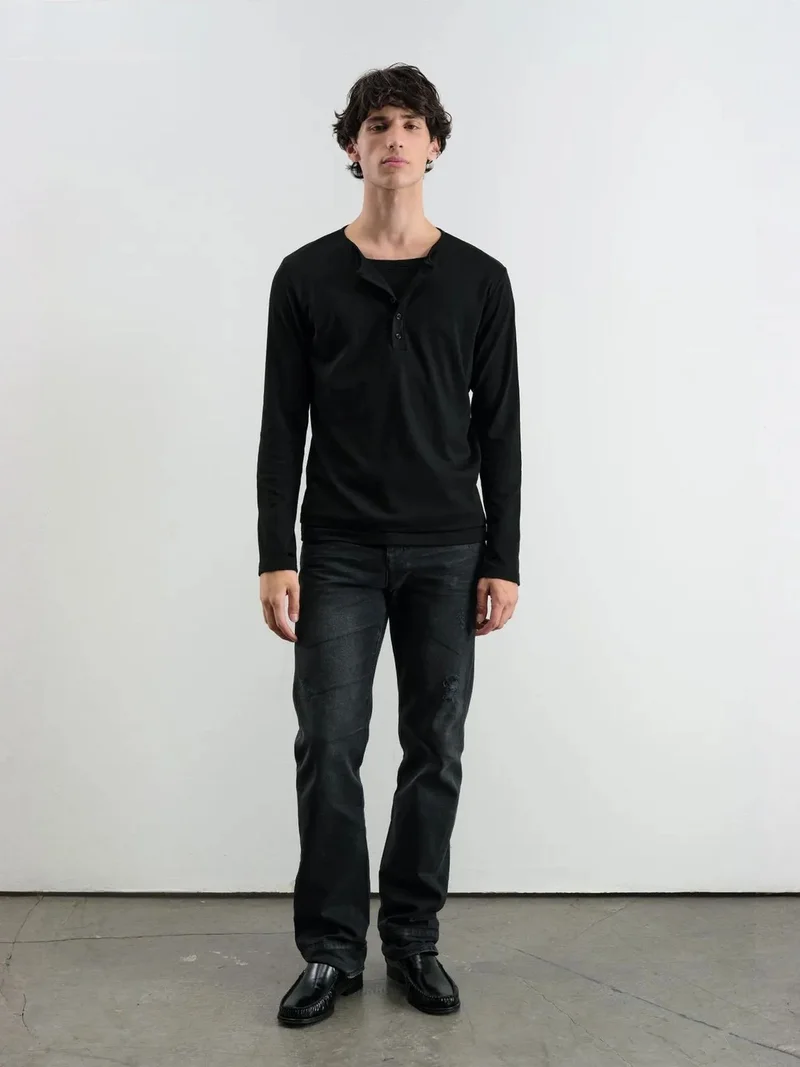 Giesto Black GIESTO Long Sleeve T-Shirt with Thumb Holes for Men | Best Price UAE