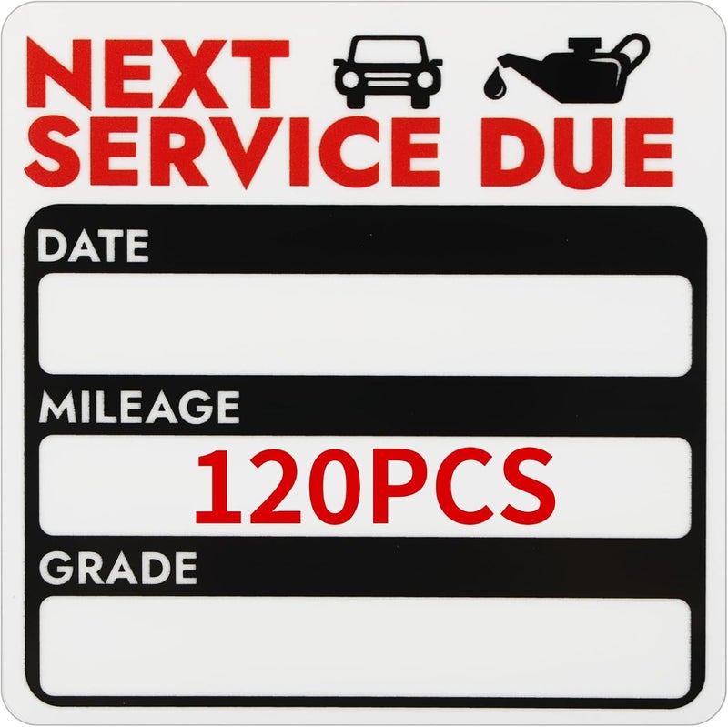 Mkobon 120 Pcs 2x2 Inches Oil Change Stickers, Next Service Due Sticker for Windshield, Strong Adhesion and No Residue, Clear Decals Labels for Car Auto Vehicles Window - Image 1