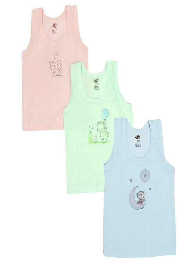 Artist Unknown 1stbabystore New Born Infant Kids Sleeveless Inner wear Sando Vest Undershirt Housiry Baby Girls&Boys Unisex Skin Friendly 100% Cotton Size S(1-3mth)(3pcs) - Image 1