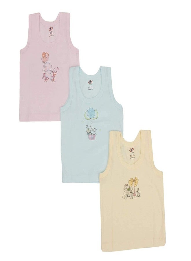 Artist Unknown 1stbabystore New Born Infant Kids Sleeveless Inner wear Sando Vest Undershirt Housiry Baby Girls&Boys Unisex Skin Friendly 100% Cotton Size S(1-3mth)(3pcs) - Image 2