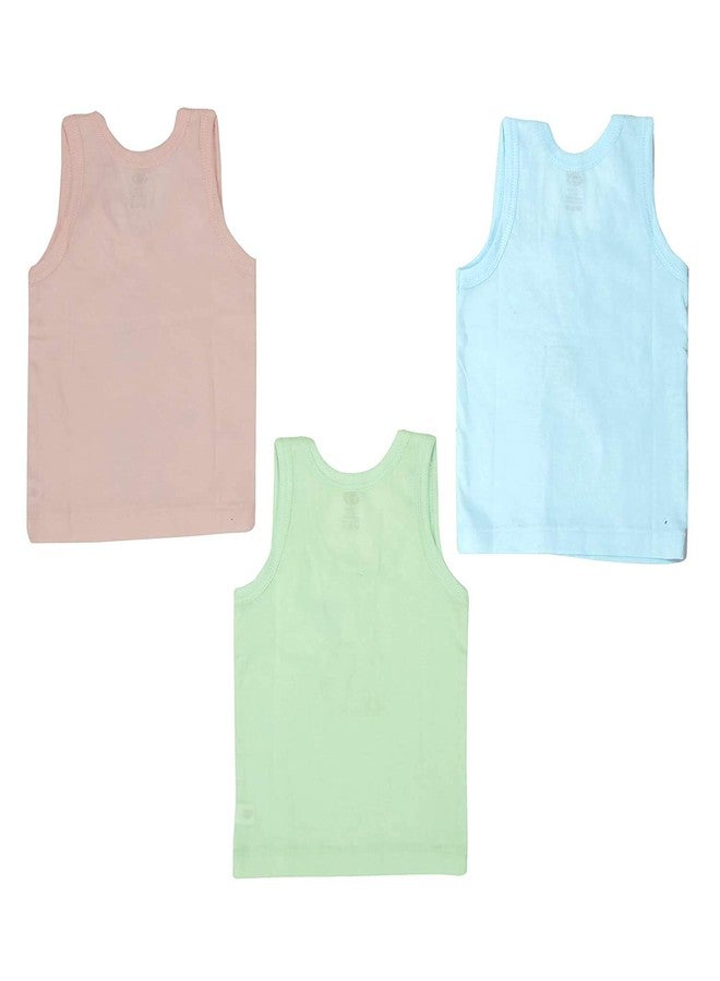 Artist Unknown 1stbabystore New Born Infant Kids Sleeveless Inner wear Sando Vest Undershirt Housiry Baby Girls&Boys Unisex Skin Friendly 100% Cotton Size S(1-3mth)(3pcs) - Image 3