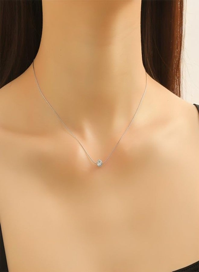 SHAHEEBA Silver Tone Anti Tarnish Solitaire Pendant Necklace with Hoop Drop Earrings Set for Girls & Women | Minimal Elegant Jewellery for Office Wear, Party & Gifting | Lightweight Korean Style - Image 3