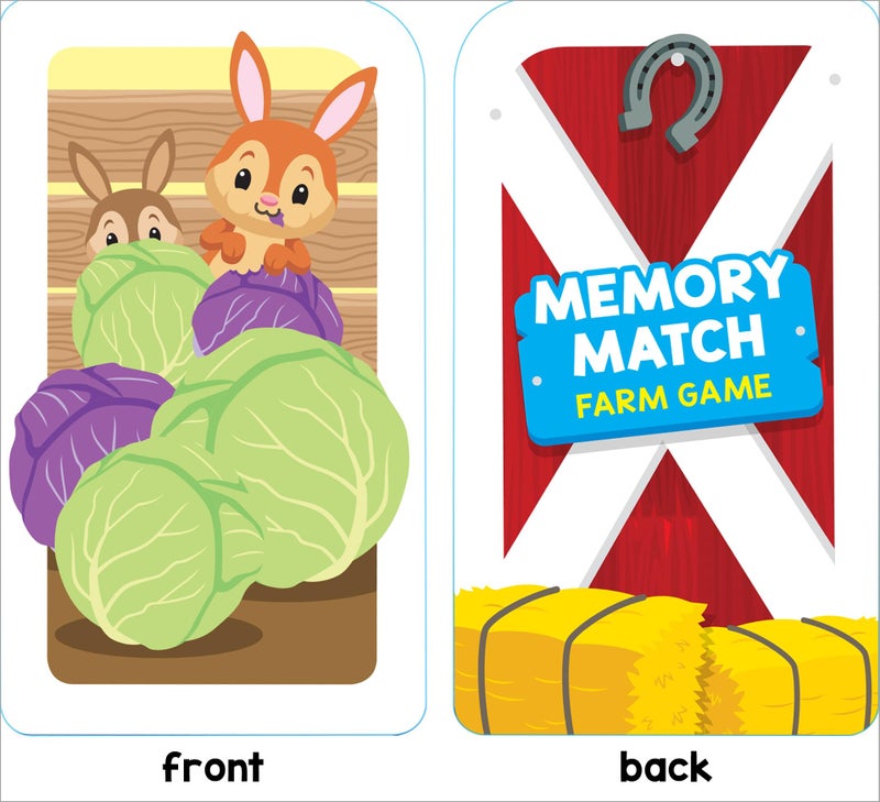 School Zone Memory Match Farm Card Game: 56 Game Cards, Preschool, Kindergarten, Animals, Early Reading, Counting, Matching, Vocabulary, Ages 3+ - Image 2