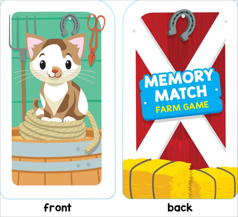 School Zone Memory Match Farm Card Game: 56 Game Cards, Preschool, Kindergarten, Animals, Early Reading, Counting, Matching, Vocabulary, Ages 3+ - Image 3