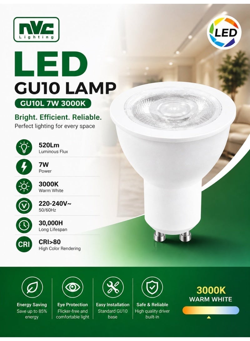 إن في سي 5 قطع LED NVC GU10L 7W 3000K فائق السطوع وعالي الكفاءة (غرفة المعيشة / الإضاءة المميزة / شاشات البيع بالتجزئة) - Image 4