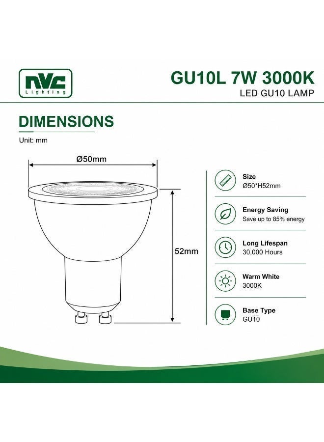 إن في سي 5 قطع LED NVC GU10L 7W 3000K فائق السطوع وعالي الكفاءة (غرفة المعيشة / الإضاءة المميزة / شاشات البيع بالتجزئة) - Image 5