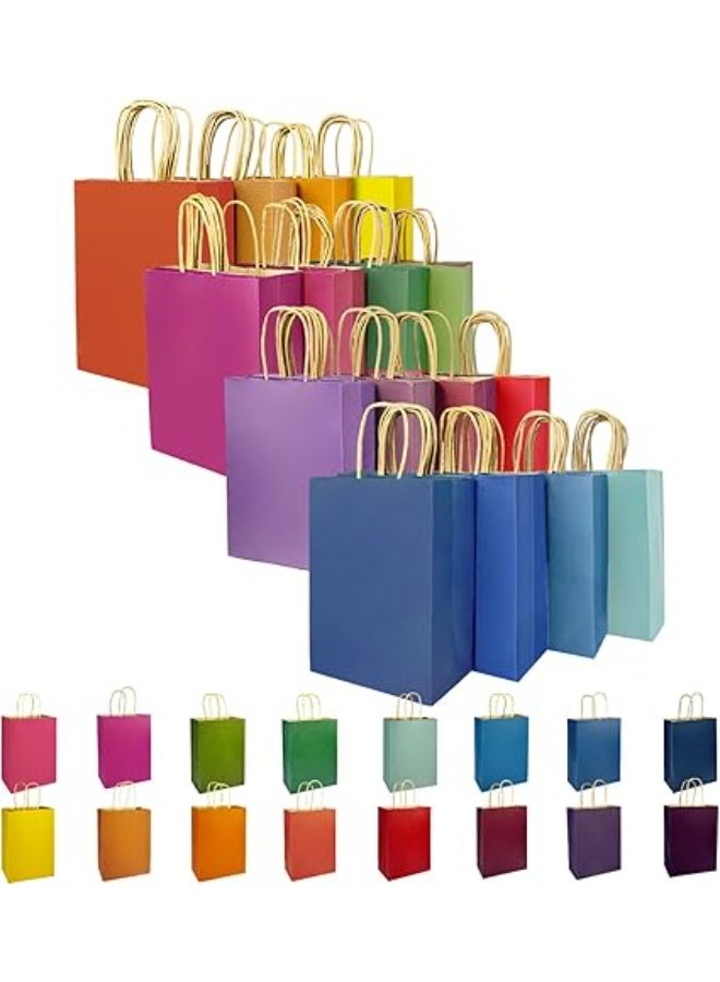 32 قطعة من اكياس كرافت بمقابض  مقاس 21 × 15 × 8 سم، اكياس هدايا صغيرة 16 كيس بالوان مختلفة داكنة متعددة الاستخدامات - Image 1