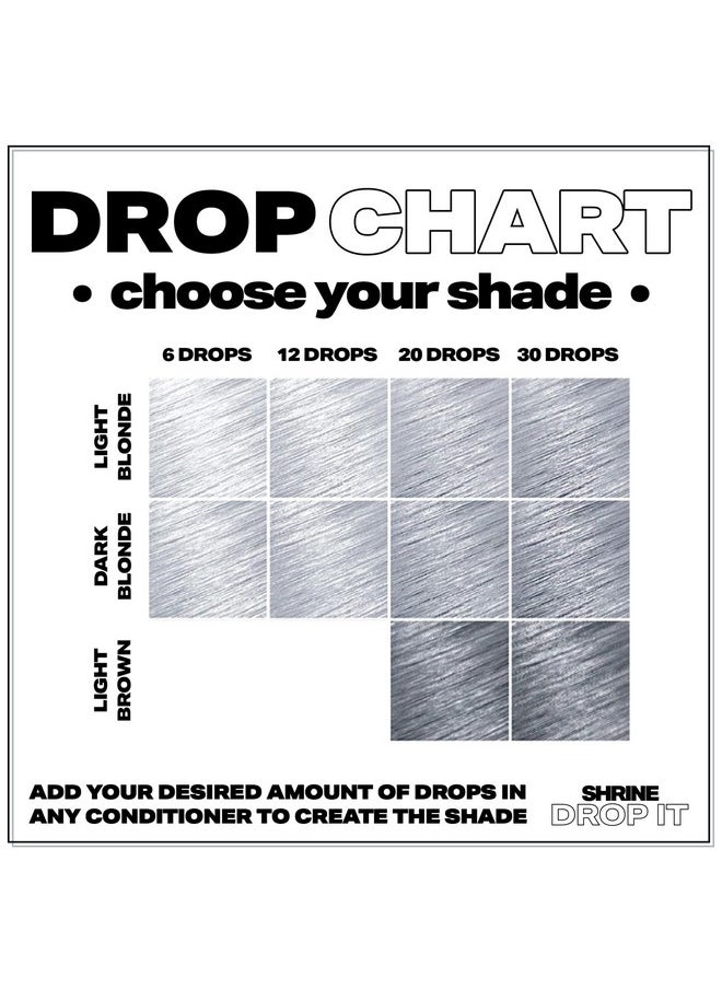 SHRINE - Hrine Drop It Temporary Hair Color Mix Dye With Conditioner Create Unique Shades Semipermanent Bright Colors Blend Easily Multiuse Vegan & Crueltyfree 200 Drops Per Bottle (Silver) - Image 1