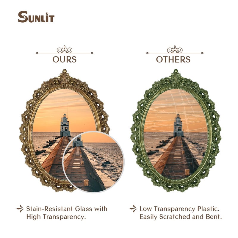 Sunlit Vintage Picture Frame 5x7 Inch  Oval Antique Photo Frames with Glass Front  Luxury Photo Display  Tabletop Wall Hanging  Gift Ideas  Bronze - Image 3