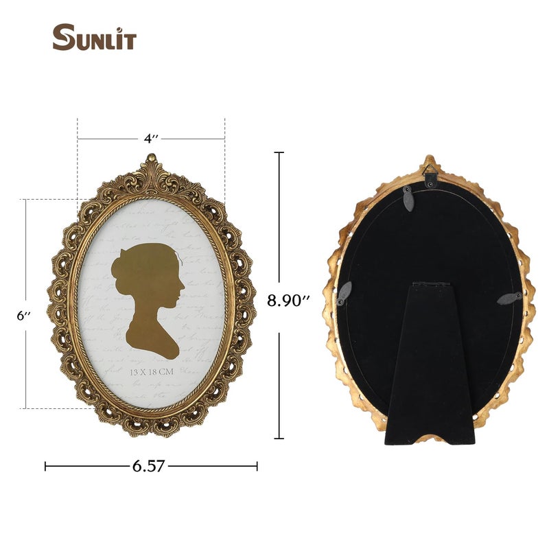 Sunlit Vintage Picture Frame 5x7 Inch  Oval Antique Photo Frames with Glass Front  Luxury Photo Display  Tabletop Wall Hanging  Gift Ideas  Bronze - Image 2