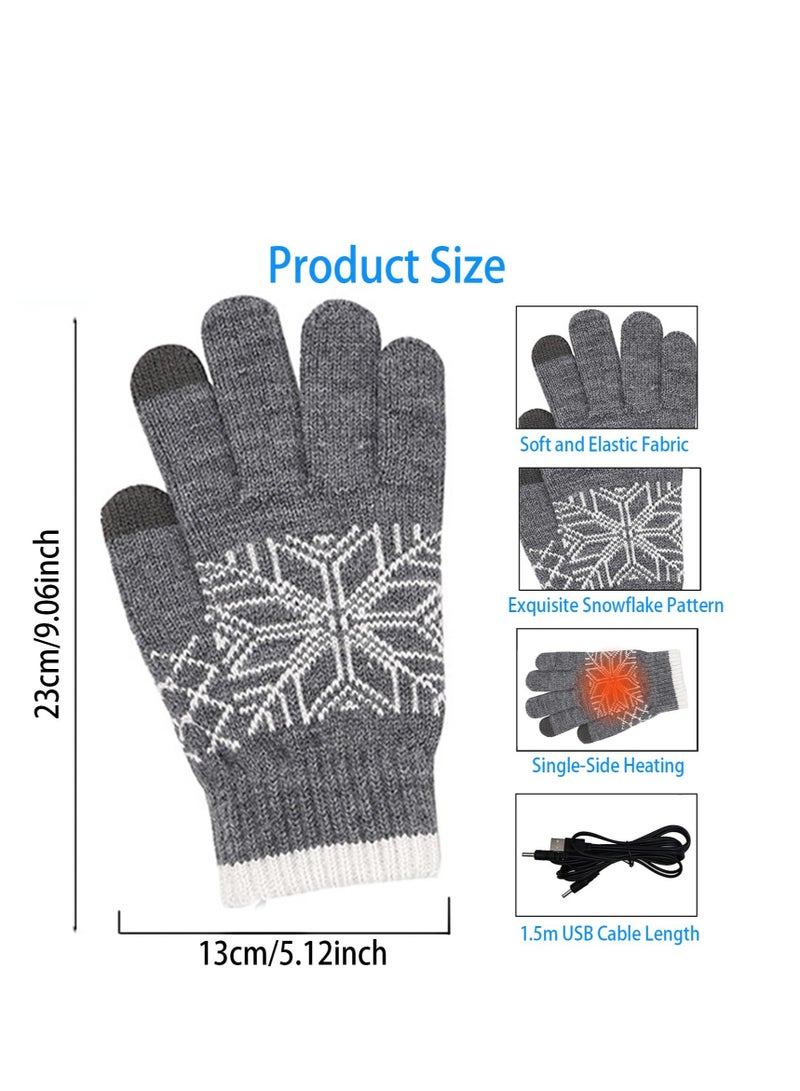 Excefore USB Heated Gloves, Winter Warm Heating Gloves, Washable Touchscreen Electric Warm Gloves, Knitted Heated Gloves, for Men Women Indoor Outdoor - Image 2