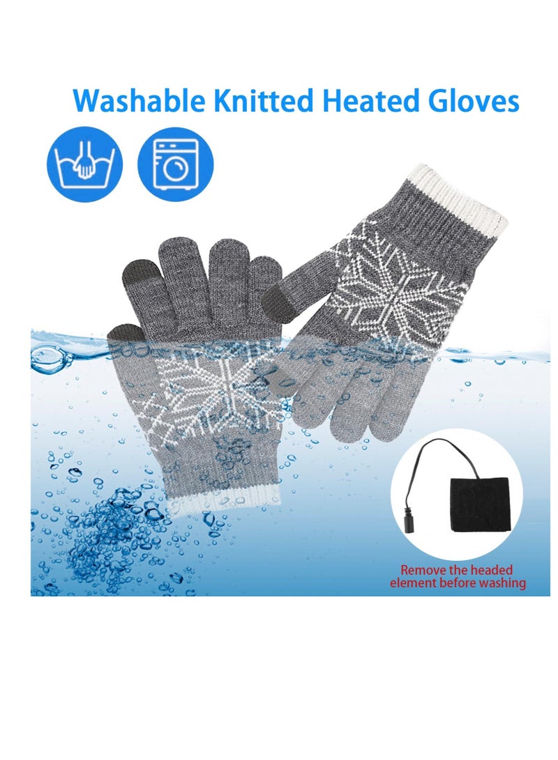 Excefore USB Heated Gloves, Winter Warm Heating Gloves, Washable Touchscreen Electric Warm Gloves, Knitted Heated Gloves, for Men Women Indoor Outdoor - Image 5