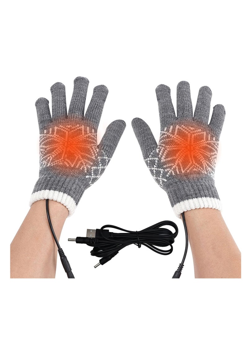 Excefore USB Heated Gloves, Winter Warm Heating Gloves, Washable Touchscreen Electric Warm Gloves, Knitted Heated Gloves, for Men Women Indoor Outdoor - Image 1