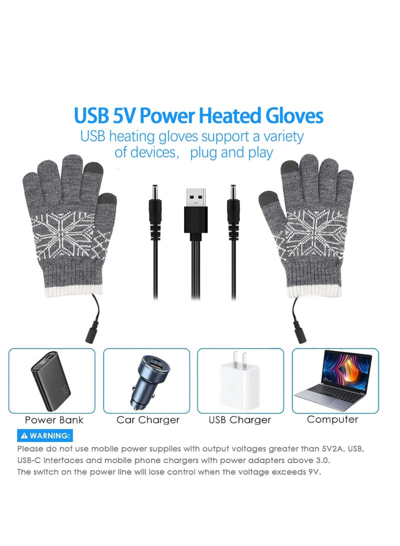 Excefore USB Heated Gloves, Winter Warm Heating Gloves, Washable Touchscreen Electric Warm Gloves, Knitted Heated Gloves, for Men Women Indoor Outdoor - Image 4