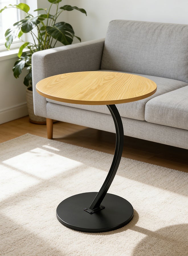 Migue home Round Coffee Table for Living Room, Side Table, Easy Assembly,  60cm H x 40cm W, Lightwood Color - Image 1