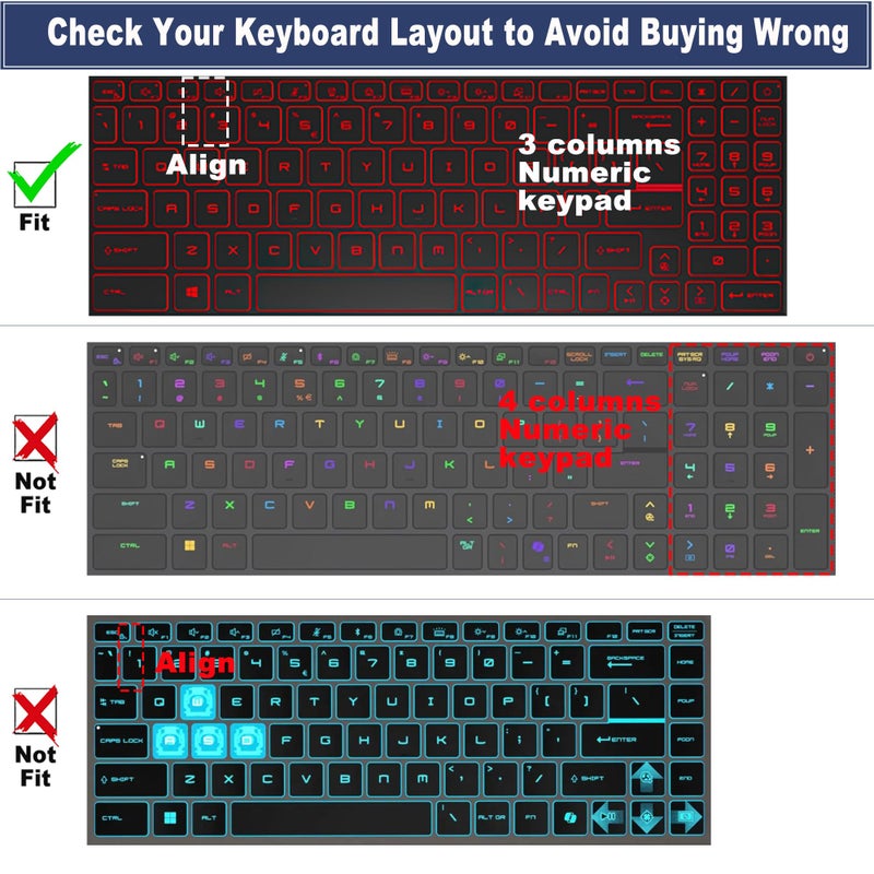 MUBUY-GOL غطاء لوحة المفاتيح لجهاز MSI Stealth 16 A16 AI Studio 2025-2023، Pulse 15/Pulse 16/Pulse 17 AI، Vector 16/17 HX، Sword 15/Sword 16/Sword 17 HX، Crosshair 16/17 HX، Katana A15/Cyborg 15، Raider GE78HX GE68HX - Image 2