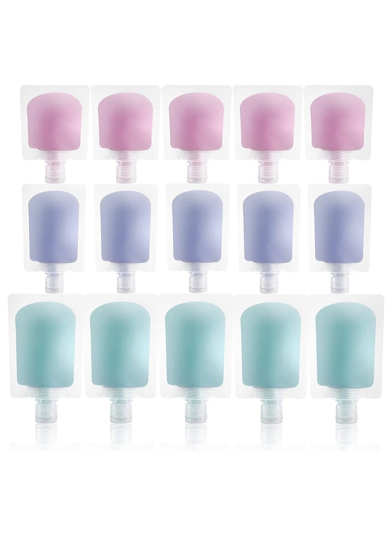 Excefore 15Pack Travel Pouches for Toiletries, TSA Approved Travel Size Portable Containers, Stand Up Pouch, Leakproof Squeezable Bags Refillable Travel Accessories for Shampoo Conditioner Lotion Soap Liquids - Image 1