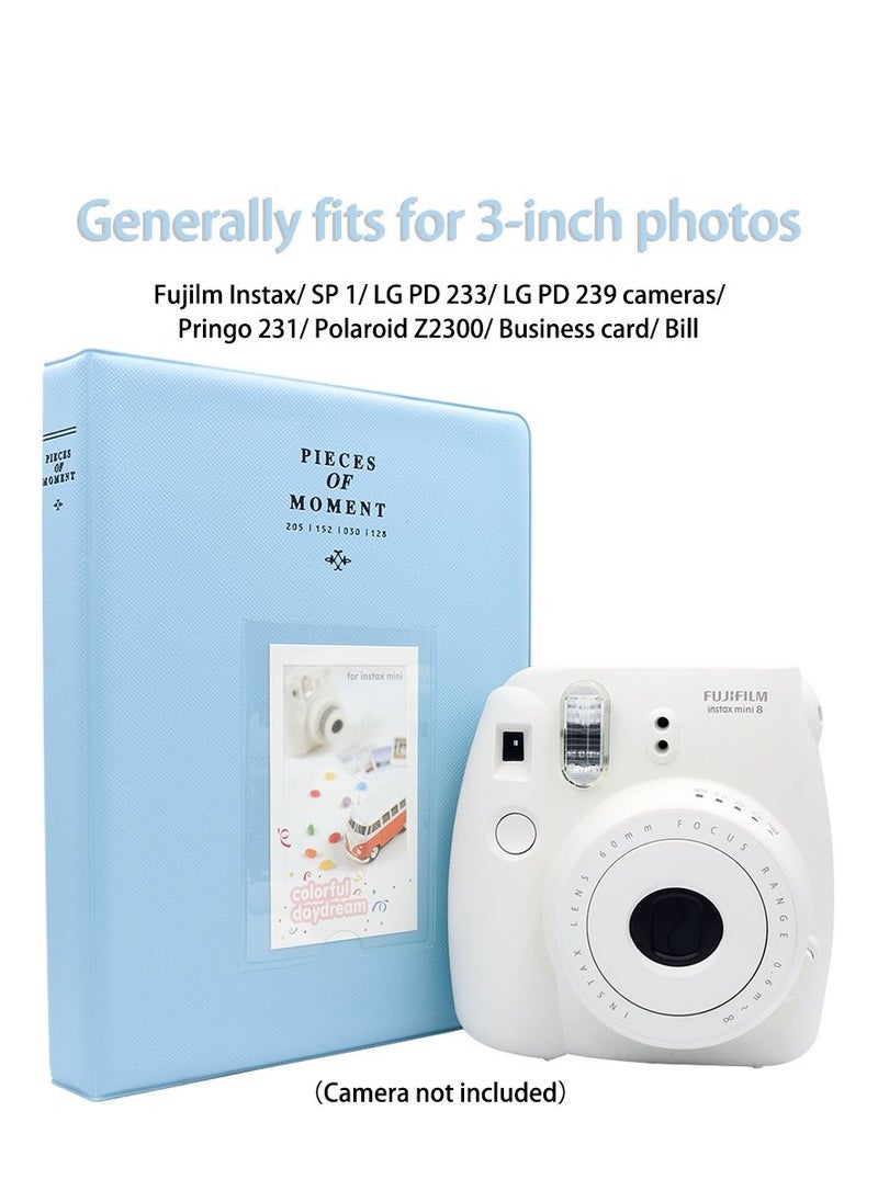 O Ozone - 128 Pockets Mini Photo Album For Fujifilm Instax Mini 9 8 7 7S 50 70 90 / Instax SP-1/ Polaroid Instant Camera And Name Card -Light Blue - Image 1