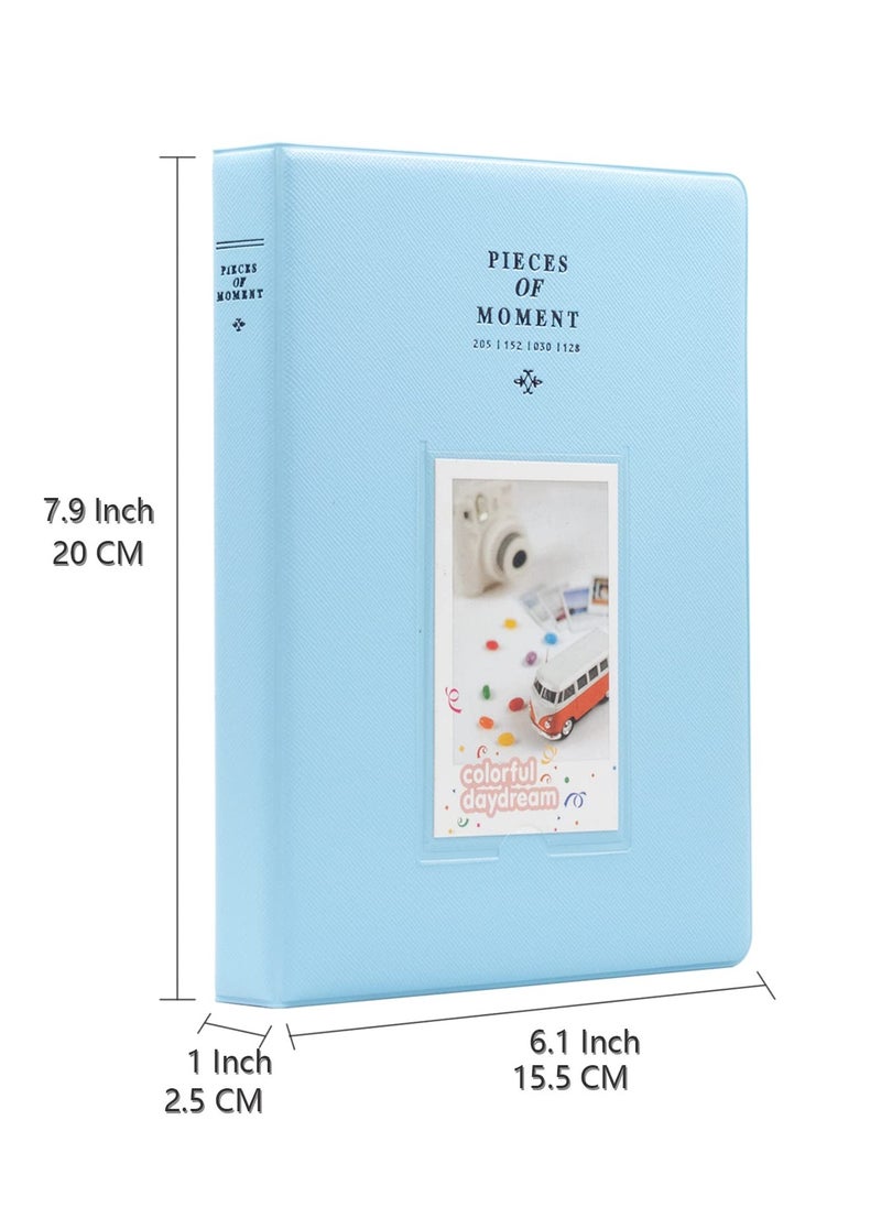 O Ozone - 128 Pockets Mini Photo Album For Fujifilm Instax Mini 9 8 7 7S 50 70 90 / Instax SP-1/ Polaroid Instant Camera And Name Card -Light Blue - Image 1