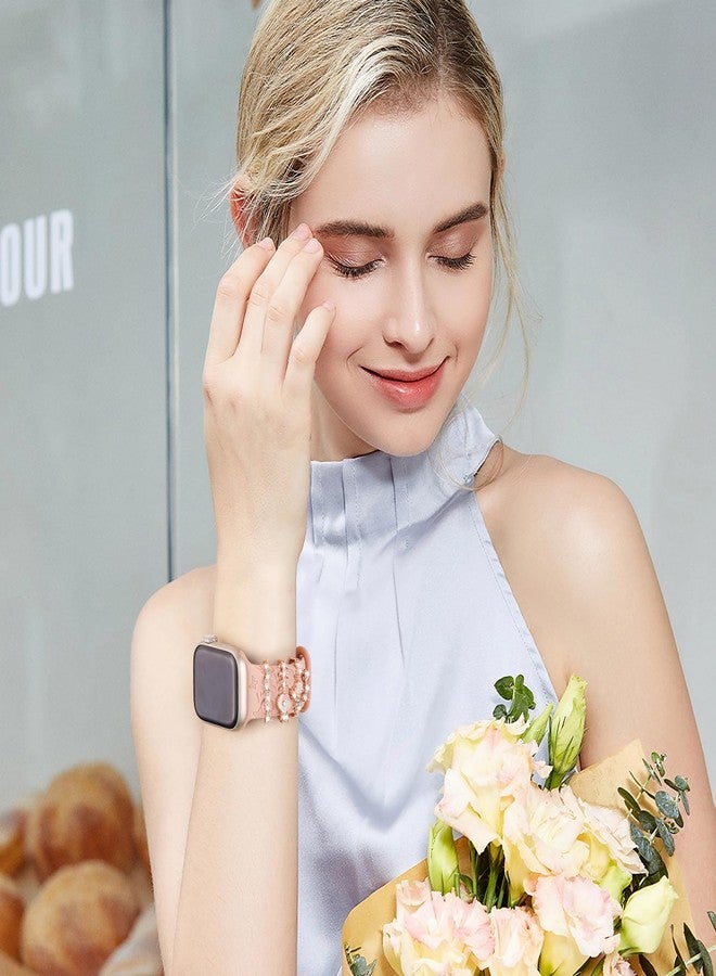 Wowstrap Floral Engraved Band for Apple Watch Bands 40mm for Women Men 41mm 38mm,Flower Soft Silicone Sport Band+Decorative Apple Watch Charms for iWatch Series 9 8 7 6 5 4 3 SE 2nd Ultra/2,Jewelry Loops Strap - Image 4