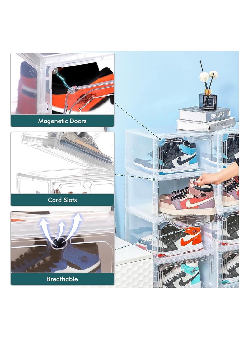 1pcs Large Shoe Boxes Simple Shoe Cabinet Clear Shoe Storage Organizer with Magnetic Front Door Stackable Storage Bins for Sneaker Display Shoe Organizers for Women Men - Image 4