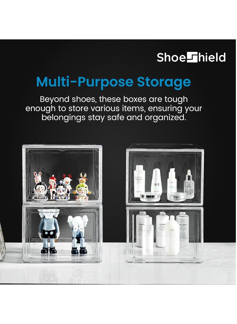 1pcs Large Shoe Boxes Simple Shoe Cabinet Clear Shoe Storage Organizer with Magnetic Front Door Stackable Storage Bins for Sneaker Display Shoe Organizers for Women Men - Image 3