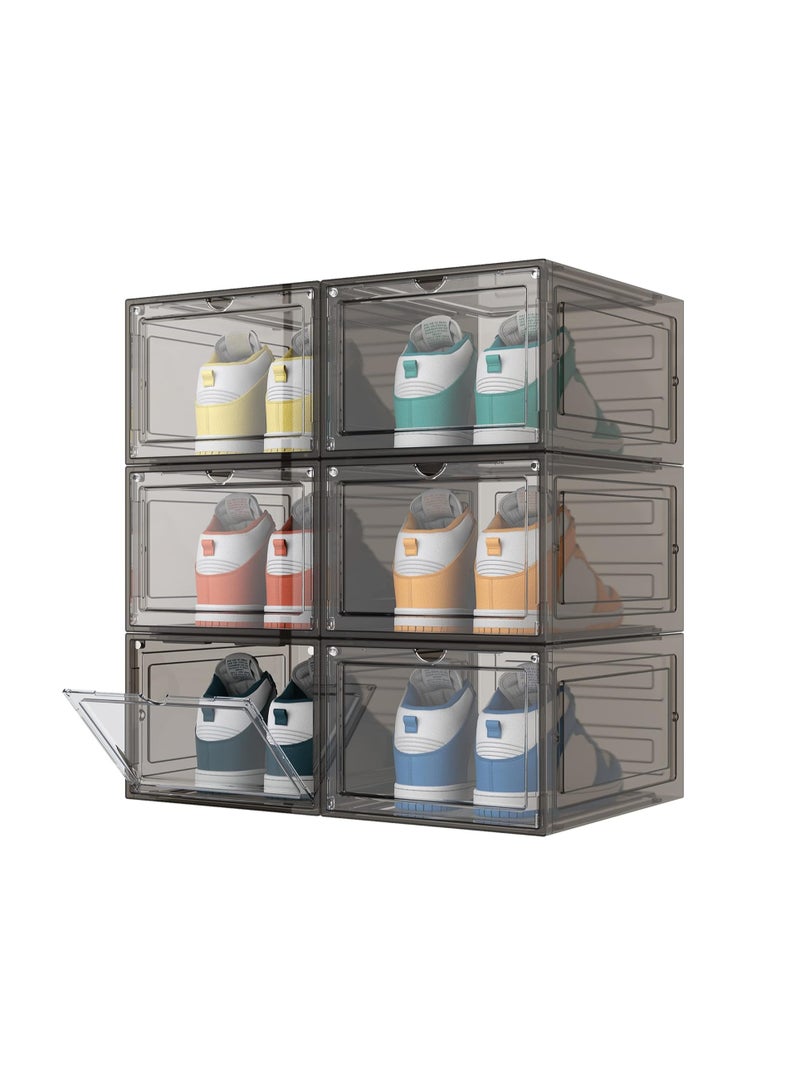 1pcs Large Shoe Boxes Simple Shoe Cabinet Clear Shoe Storage Organizer with Magnetic Front Door Stackable Storage Bins for Sneaker Display Shoe Organizers for Women Men - Image 5