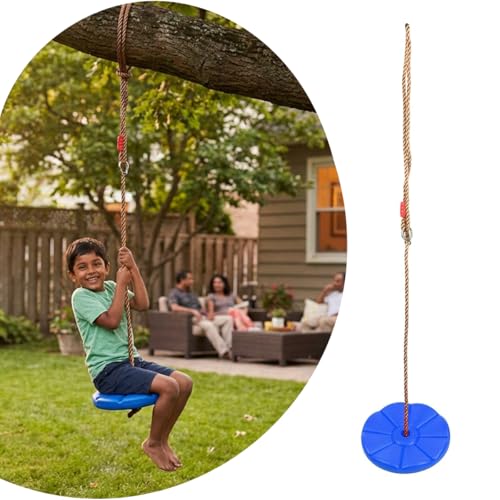 Shopster 6.4 ft Round Monkey Disc Swing for Kids, Height Adjustable Outdoor Swing for Kids & Adults,Heavy Duty Material, Indoor & Outdoor Use, 120kg Weight Capacity, Includes Carabiner - Blue - Image 1