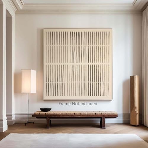 Ecyanlv Neutral Abstract Canvas Wall Art Modern Abstract Posters and Prints Brown Beige and Black Wall Art Wabi Sabi Painting Neutral Geometric Artwork Beige Minimalist Picture for Bedroom 16x16inch Frameless - Image 2