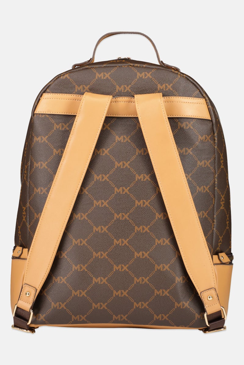 Max Studio Women Brand Logo Backpack, Brown - Image 2