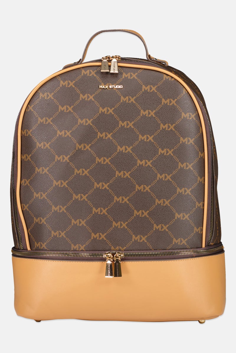 Max Studio Women Brand Logo Backpack, Brown - Image 1