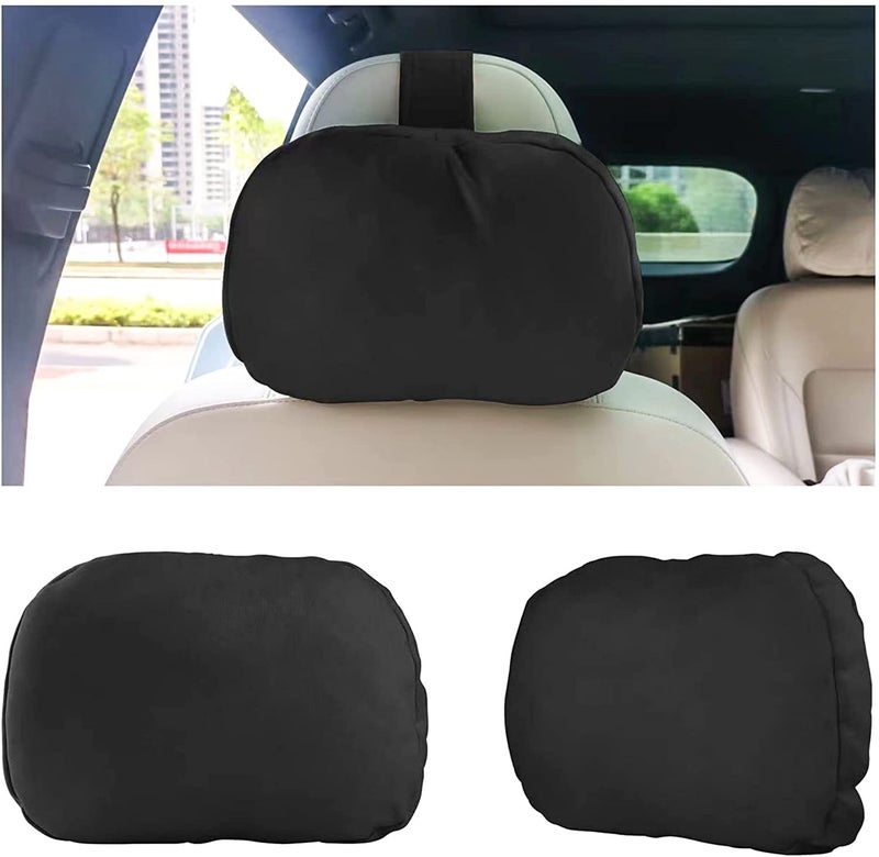 24x7 eMall 2pc Universal Car Soft Pillow Compatible with Mercedes Benz Maybach and All Other Cars Premium Suede Material Luxurious Headrest Ultra S Class Type Cushion Pack of 2 (Beige) - Image 1