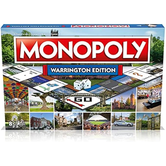 Winning Moves Warrington Monopoly Board Game Advance to Warrington Central Station Golden Gates and Warrington Transporter Bridge 26 players makes a great gift for ages 8 plus - Image 2