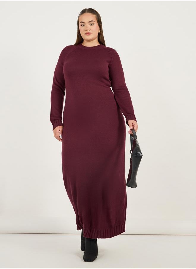 Styli Burgundy Knit Maxi Dress  - Image 1