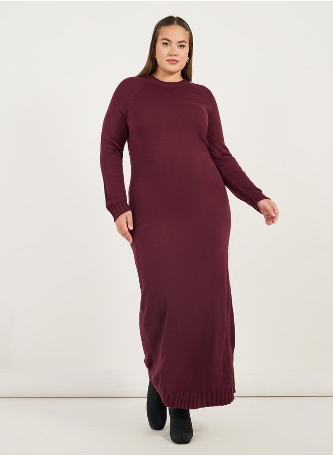 Styli Burgundy Knit Maxi Dress  - Image 3