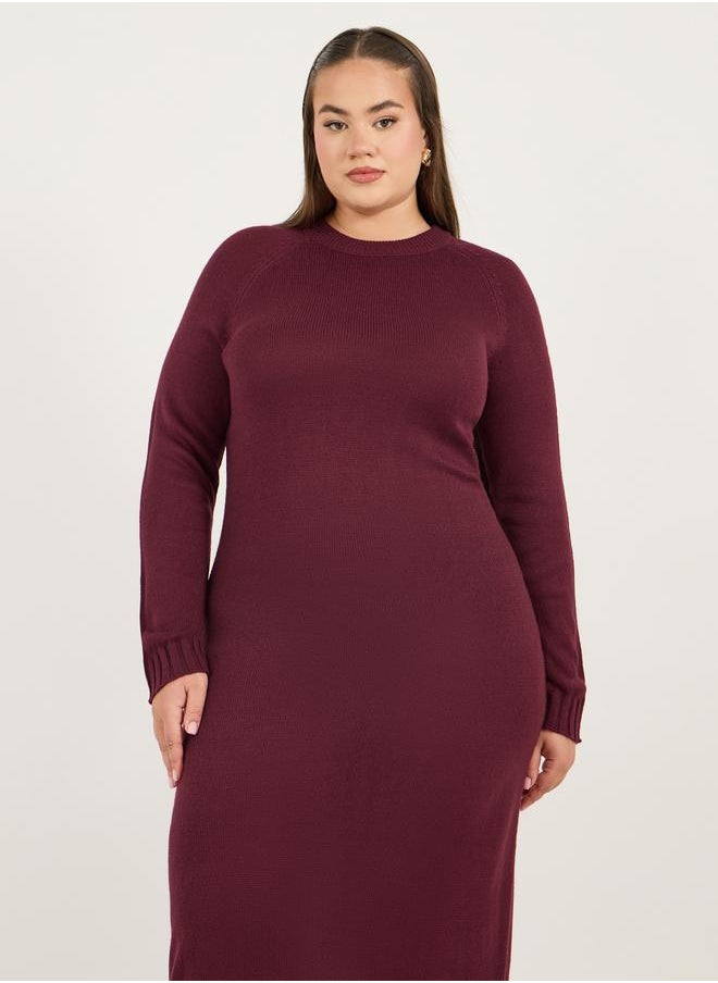 Styli Burgundy Knit Maxi Dress  - Image 4