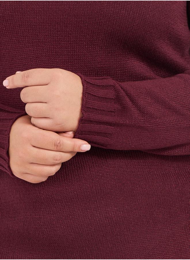 Styli Burgundy Knit Maxi Dress  - Image 5