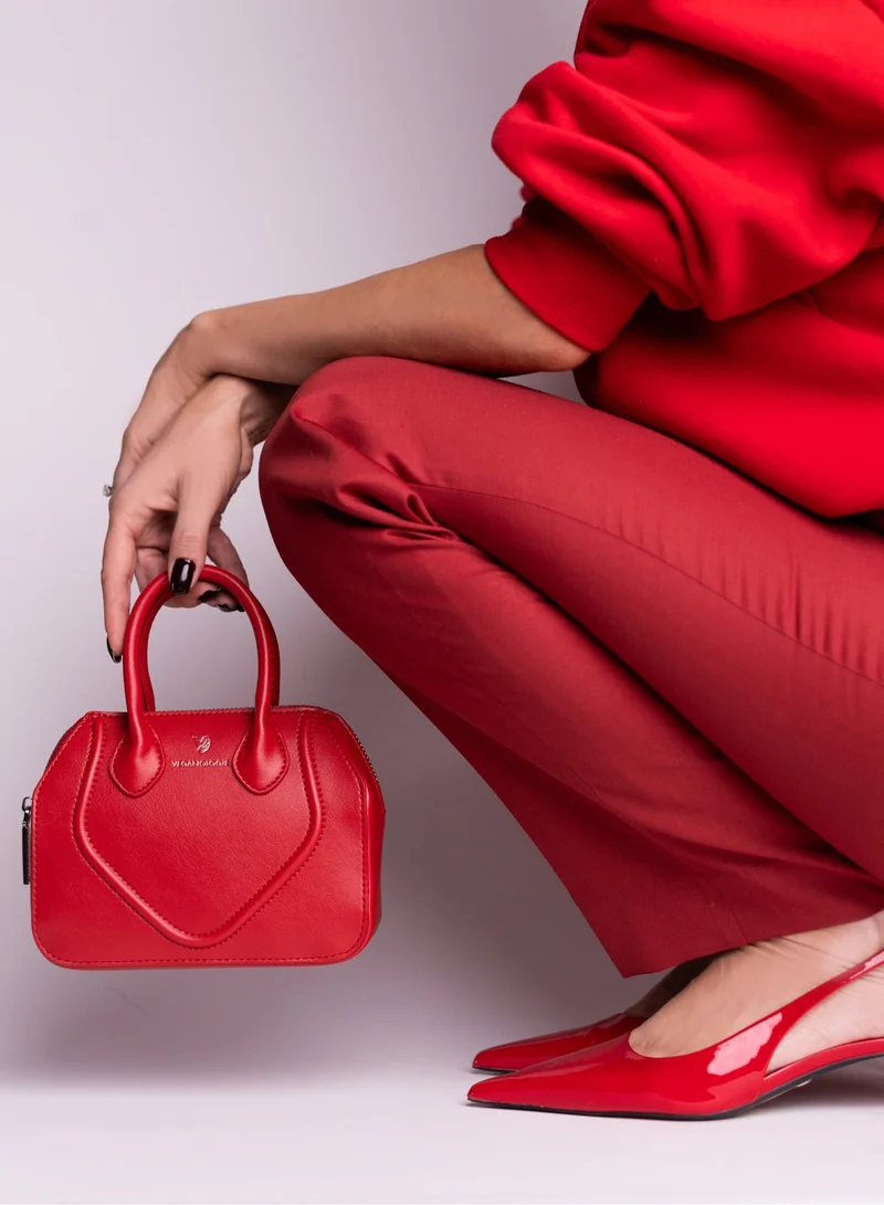 Veganologie Mini Gemma Handbag in Red Made From 1.3 Bamboo Stems